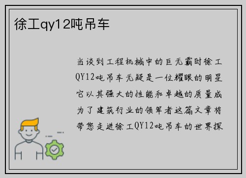 徐工qy12吨吊车